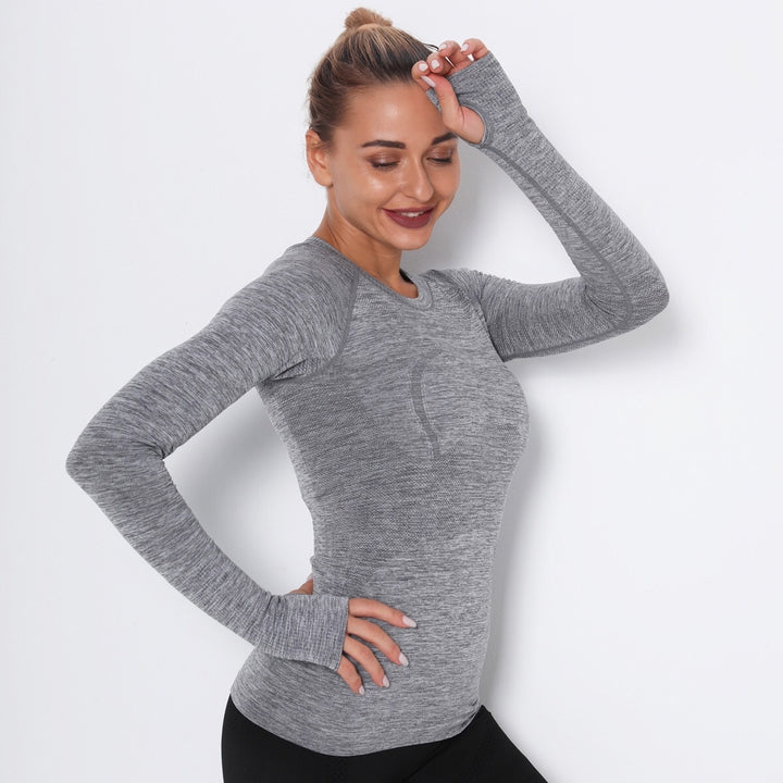Women Letter Printing Sport Shirts Solid Color High Elastic Gym Yoga Top Running Breathable Long sleeve T-Shirts