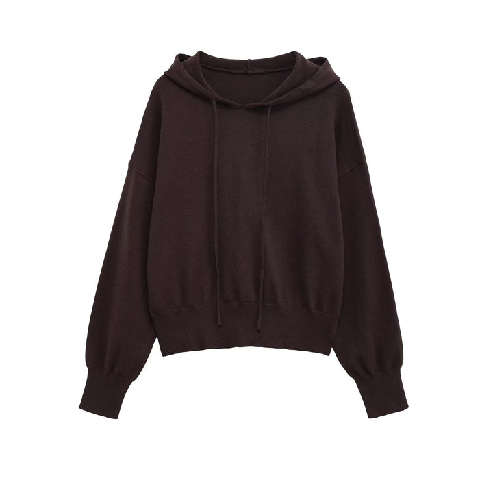 Knitted Hooded Sweatshirt – Solid Color Zip-Up